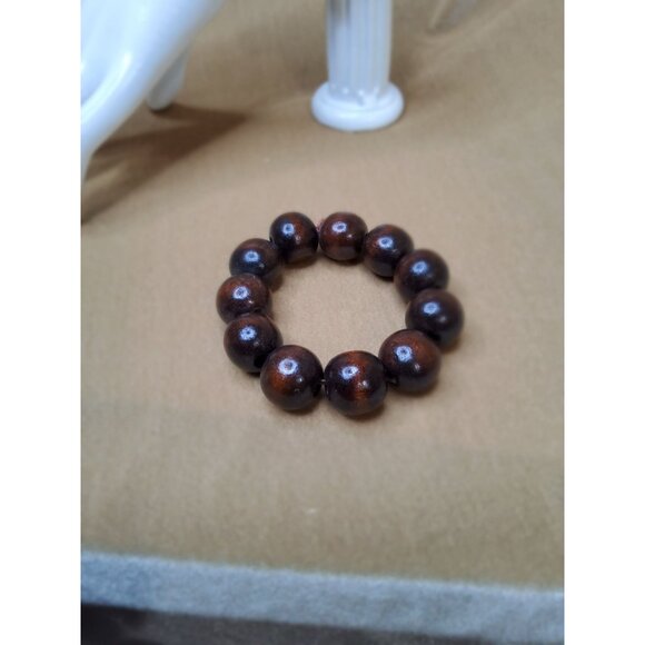 vintage wooden beaded tribal style stretch bracelet - Picture 4 of 4